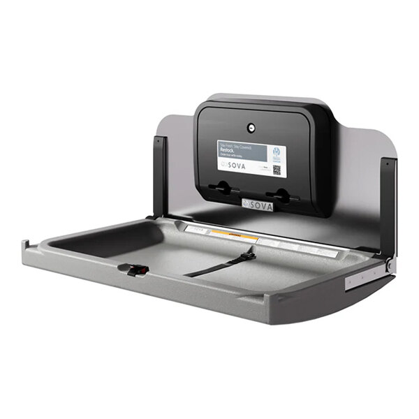 Sova Element 20HS0410 Dark Gray Wall-Mount Horizontal Baby Changing Station / Table with Backsplash and Dual Liner Dispenser