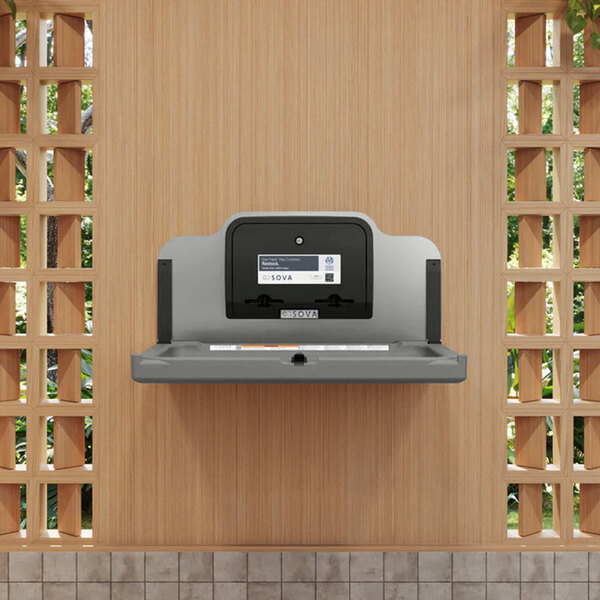 Sova Element 20HS0410 Dark Gray Wall-Mount Horizontal Baby Changing Station / Table with Backsplash and Dual Liner Dispenser