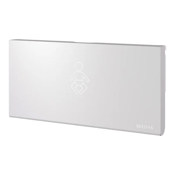 A frameless, horizontal stainless steel baby changing station designed for surface mounting.