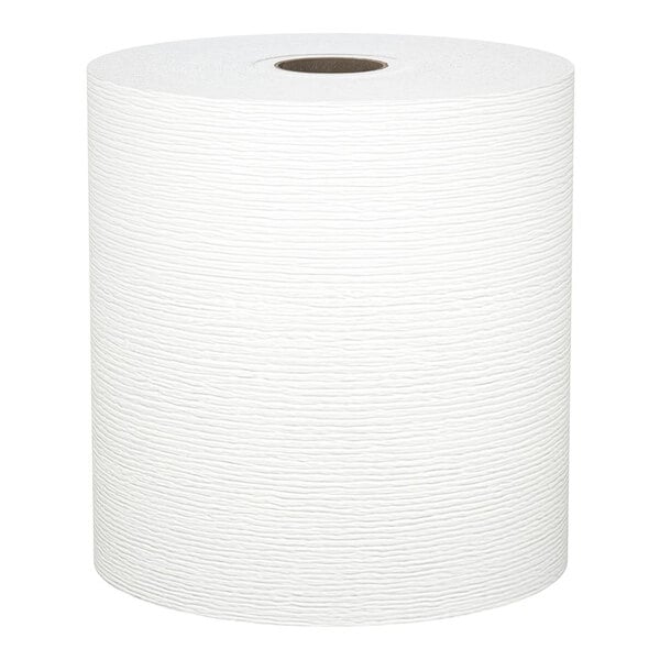 A large white roll of textured paper with a visible cardboard core.