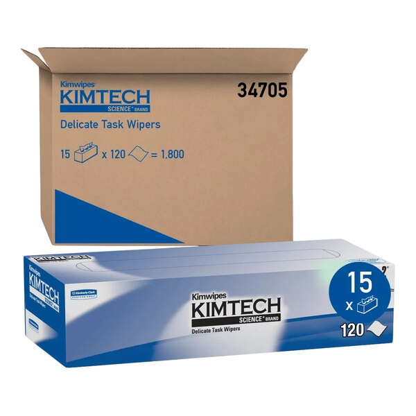 Kimtech® Kimwipes 12 5/16" x 11 3/16" 2-Ply Delicate Task Wiper - 1,800/Case
