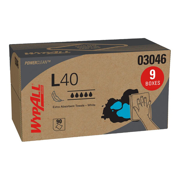 WypAll® 03046 PowerClean L40 10 13/16" x 10" White Extra Absorbent Wiper - 810/Case