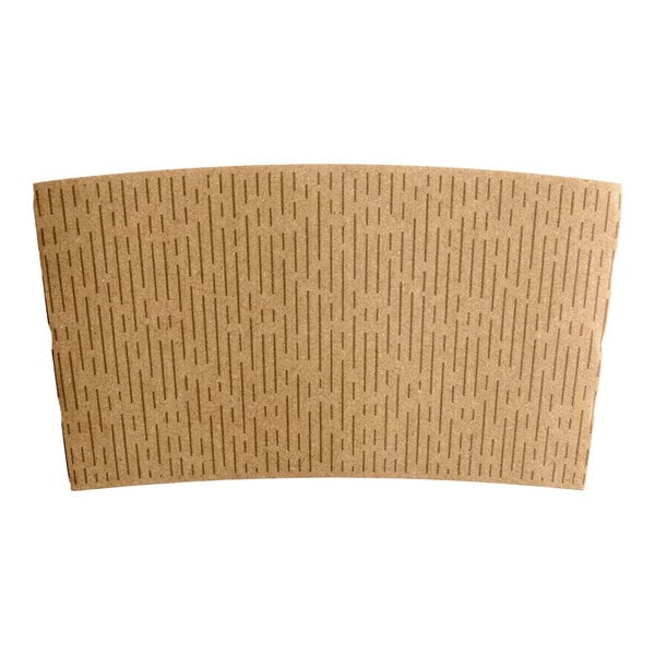 A brown, curved cardboard sleeve with a dashed line pattern.