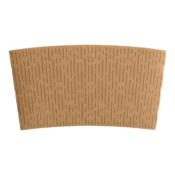 A brown coffee cup sleeve with a dash print pattern.