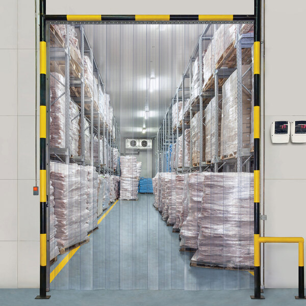 Aleco 455051 Clear-Flex II 3 5/16' x 7' Low-Temperature Reinforced Strip Door Kit with (10) 6" x 1/16" Vinyl Strips, (2) 24" HTP MaxBullet Mounting Systems, and Mount Screws