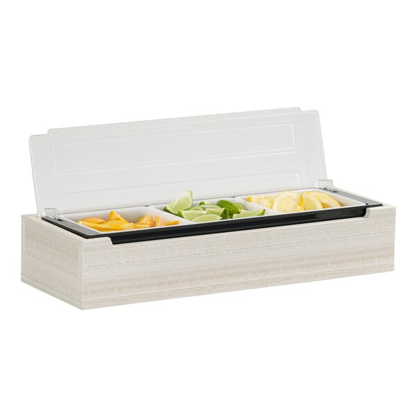 Cal-Mil Vista 20 3/4" x 7 1/2" 3-Section Coastal HDPE Condiment Bar