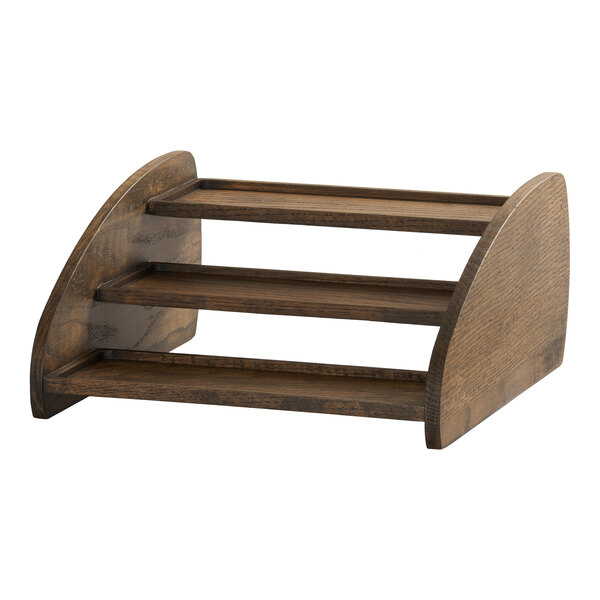 Cal-Mil Melrose 13 1/2" x 14" x 9" 3-Tier Oak Wood Jar Display with 9 Square Glass Jars
