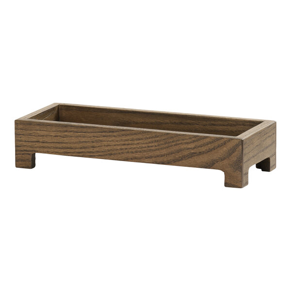 Cal-Mil Melrose 5 1/4" x 13" x 5 1/2" Rectangular Oak Wood Jar Display with 3 Square Glass Jars