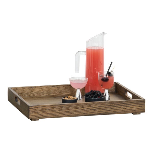 Cal-Mil Melrose 22 1/2" x 17" Oak Wood Room Service Tray 27022-136