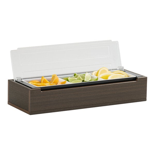 Cal-Mil Vista 20 3/4" x 7 1/2" 3-Section Mocha HDPE Condiment Bar