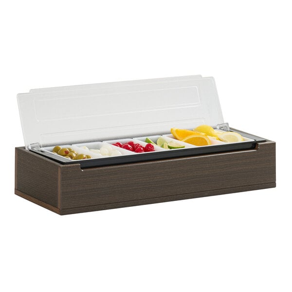 Cal-Mil Vista 20 3/4" x 7 1/2" 6-Section Mocha HDPE Condiment Bar