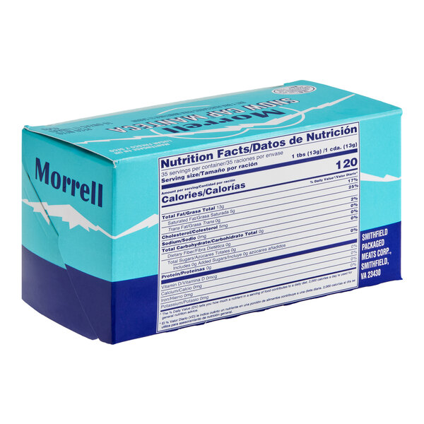A blue and teal box of John Morrell Snow Cap Lard.