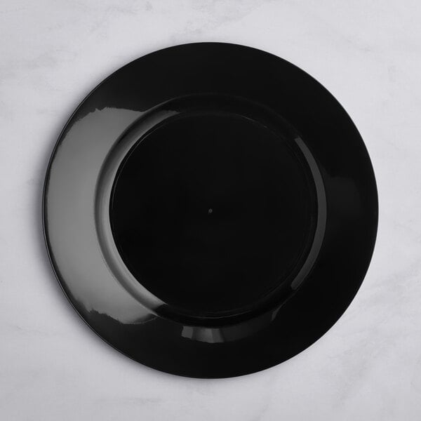 Visions 13" Round Black Plastic Charger Plate - 12/Sample