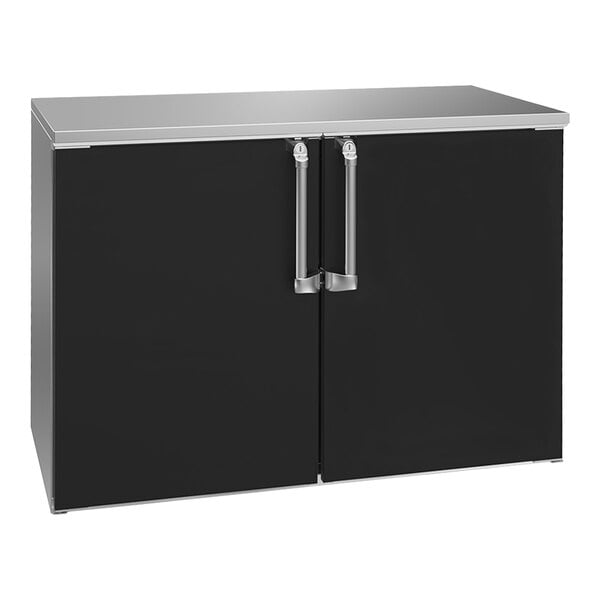 Krowne Royal Series BD48-BSS 25" x 48" Dry Storage Back Bar Cabinet with Black Vinyl Doors and Stainless Steel Top