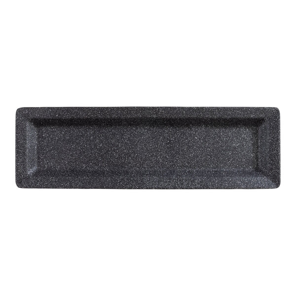 APS Frostfire 20 7/8" x 6 3/8" x 1 1/4" Rectangular Dark Gray Cast Aluminum Serving Tray - GN 2/4 - 10/Case