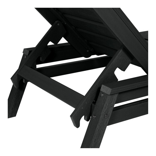 A black adjustable stackable poly-lumber chaise lounge.