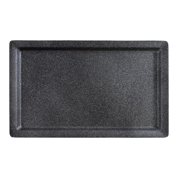 APS Frostfire 20 7/8" x 12 3/4" x 1 1/4" Rectangular Dark Gray Cast Aluminum Serving Tray - GN 1/1 - 5/Case