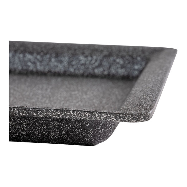 APS Frostfire 20 7/8" x 12 3/4" x 1 1/4" Rectangular Dark Gray Cast Aluminum Serving Tray - GN 1/1 - 5/Case