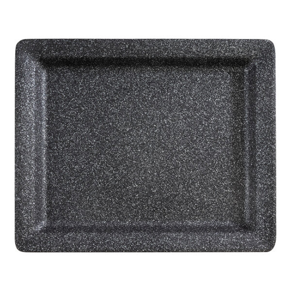 APS Frostfire 12 3/4" x 10 1/2" x 1 1/8" Rectangular Dark Gray Cast Aluminum Serving Tray - GN 1/2 - 10/Case