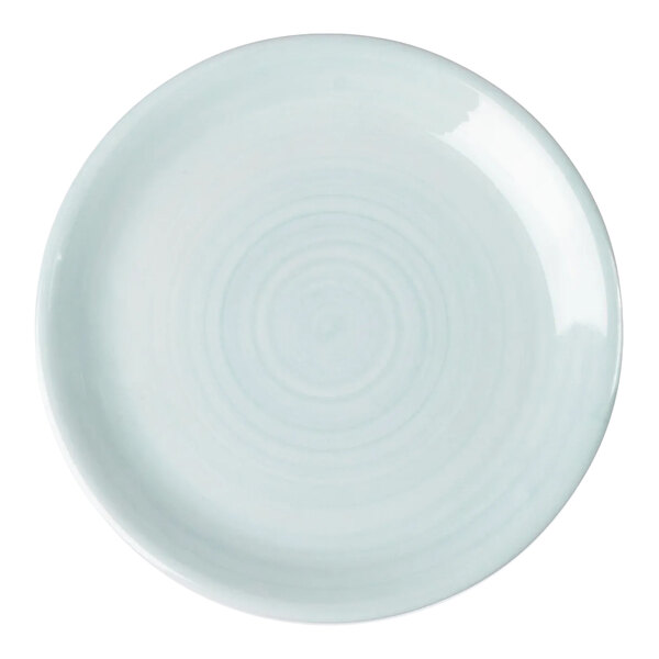 A light blue 6-inch melamine coupe plate with a subtle circular pattern.