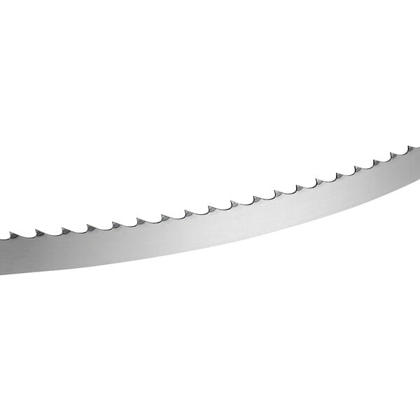 A steel band saw blade with evenly spaced teeth, designed for general use.