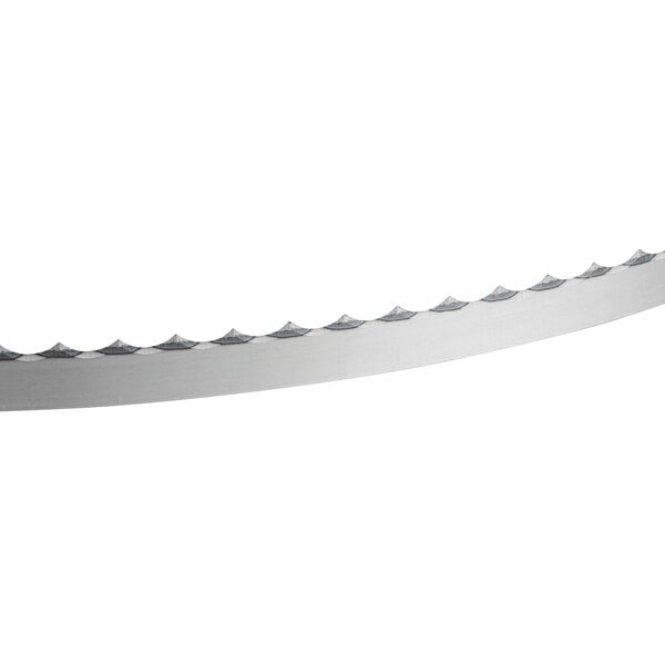 A 72-inch steel band saw blade with serrated teeth, designed for cutting boneless meat.