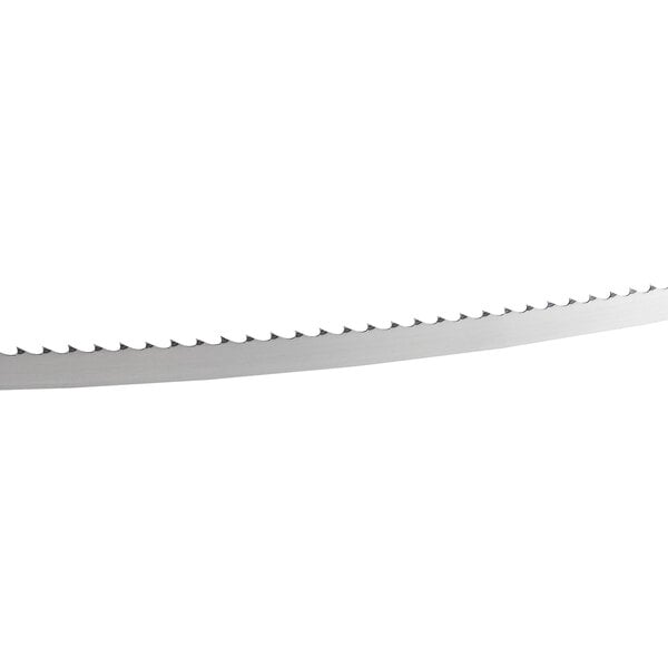 A steel band saw blade with evenly spaced teeth, designed for general use.