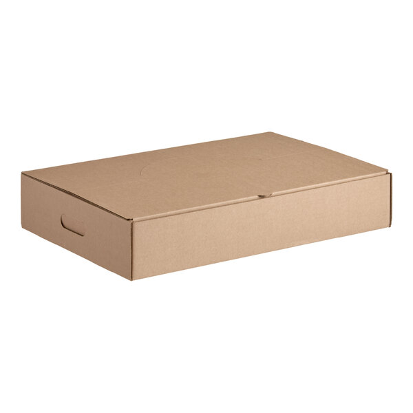 Choice 21 1/8" x 13 1/8" x 4" Kraft Corrugated Pop-Up Catering Box - 35/Case