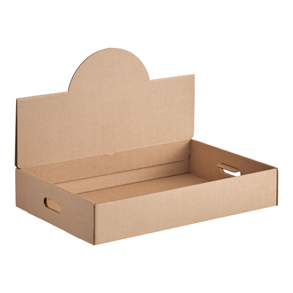Choice 21 1/8" x 13 1/8" x 4" Kraft Corrugated Pop-Up Catering Box - 35/Case