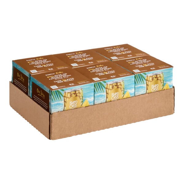 A case of Island Oasis Nitro Infused Pina Colada Craft Mixer 8.4 oz. cans, containing 24 units.