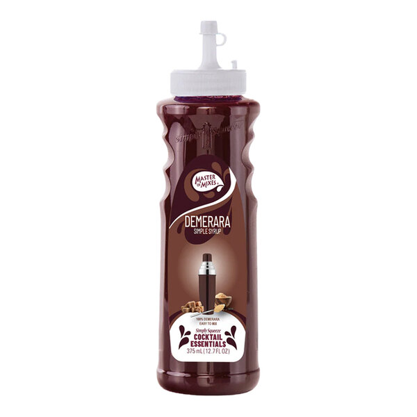 A 375 mL bottle of Master of Mixes Demerara Simple Syrup.