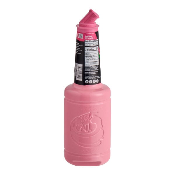 A 1-liter bottle of Finest Call Premium Single Pressed Grapefruit Juice with a pink label and pour spout.