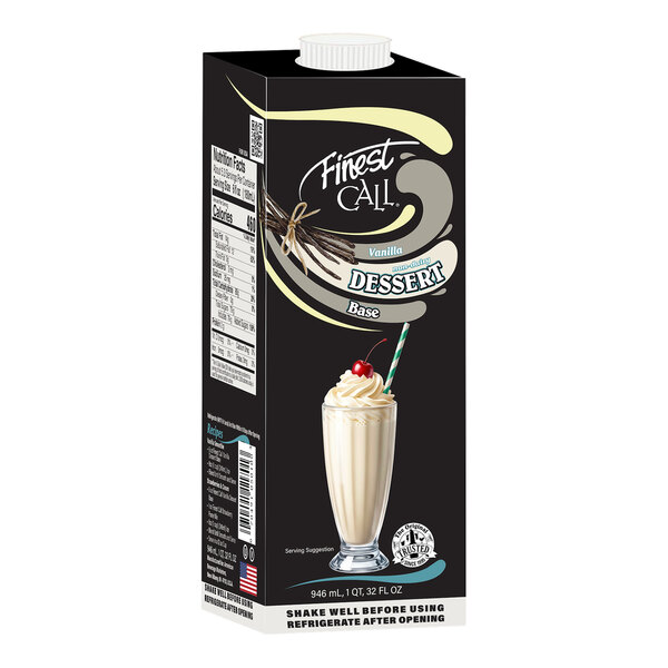 A 32 fl. oz. carton of Finest Call Vanilla Dessert Base.