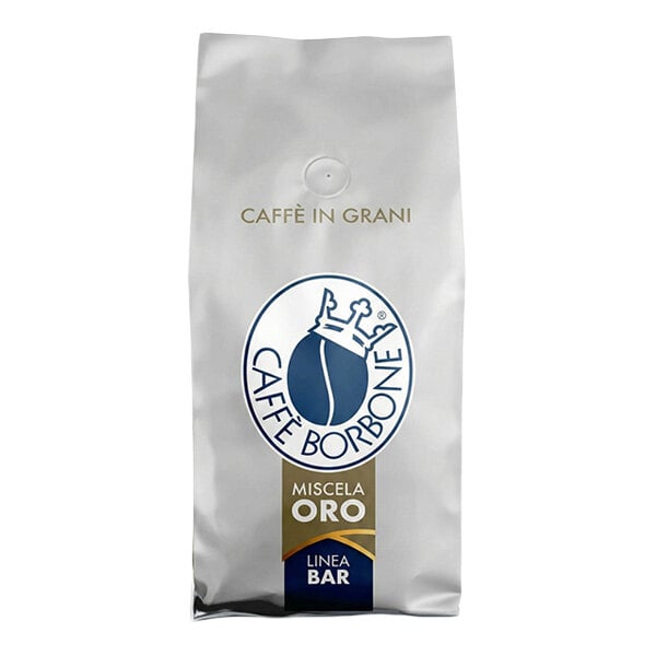 A 2.2 lb. bag of Caffe Borbone Gold Blend whole bean espresso.