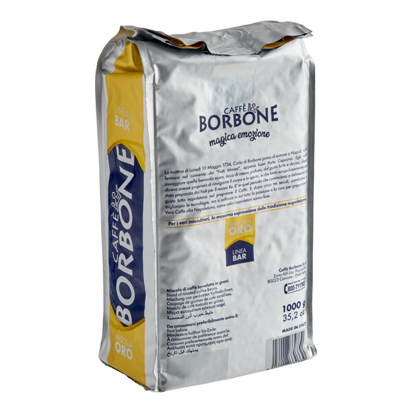 A 2.2 lb. bag of Caffe Borbone Gold Blend whole bean espresso coffee.