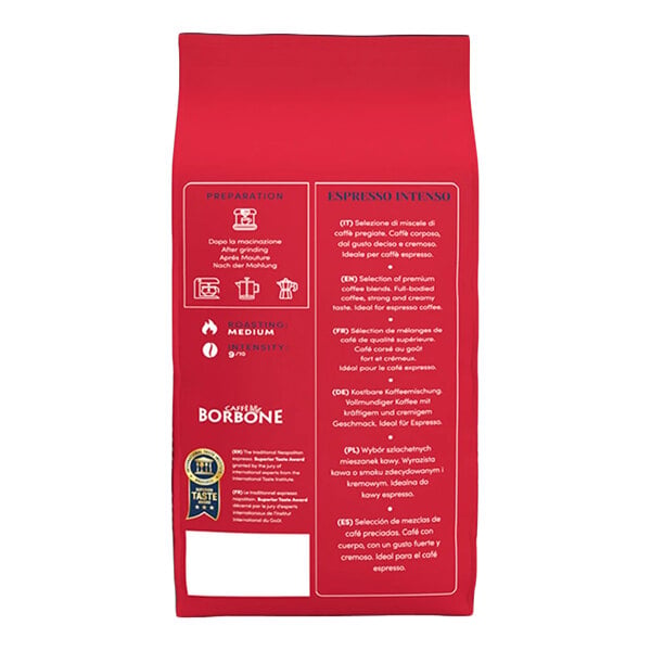 A 2.2 lb. bag of Caffe Borbone Espresso Intenso whole bean espresso coffee.