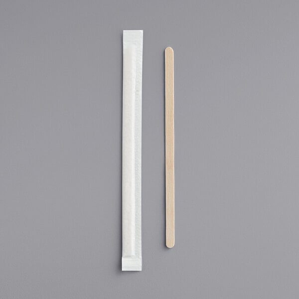 Choice 5 1/2" Eco-Friendly Wrapped Wooden Coffee / Drink Stirrer - 10,000/Case