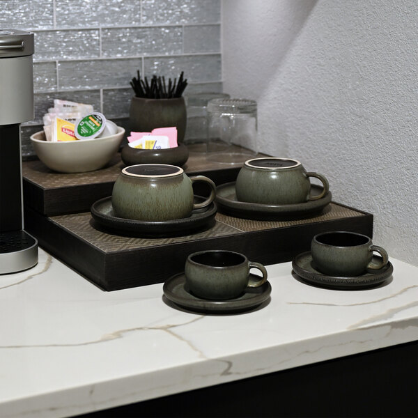 Klay Collection 1 Lava 10 oz. Green and Brown Stoneware Coffee Cup by Arc Cardinal - 6/Case