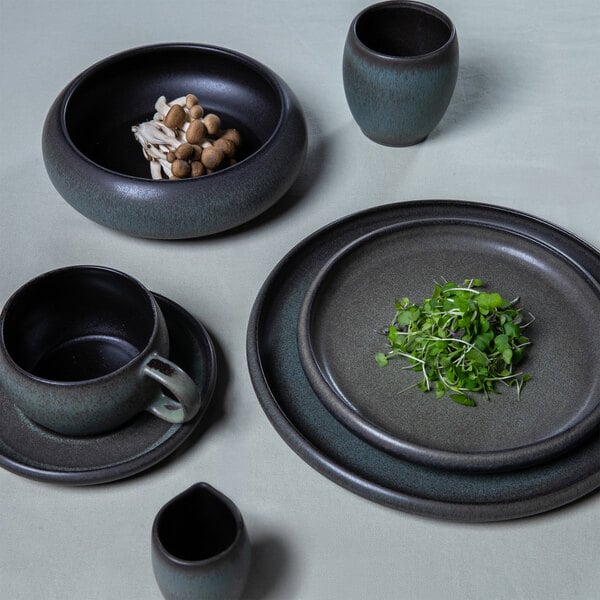 Klay Collection 1 Lava 10" Green and Brown Stoneware Round Plate by Arc Cardinal - 6/Case