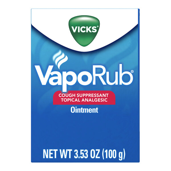 A 3.53 oz. container of Vicks VapoRub original cough suppressant and topical analgesic medicated ointment.