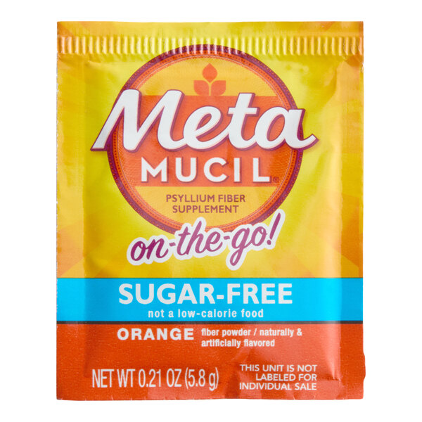 Metamucil 10030772057121 30-Count Sugar-Free Orange Fiber Powder Single-Serve Packets - 12/Case