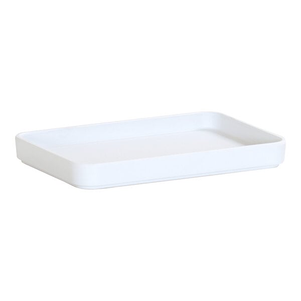 Cal-Mil Hudson 9" x 6" Rectangular White Low Rim Melamine Tray - 6/Case