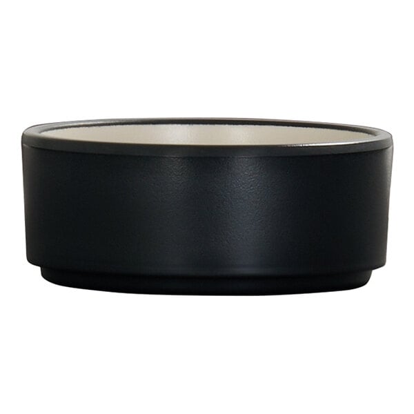 Cal-Mil Hudson 6 oz. Black and Ivory Round Melamine Ramekin - 6/Case