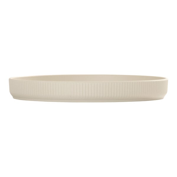 Cal-Mil Arista 12" Round Ivory Raised Rim Melamine Plate - 6/Case