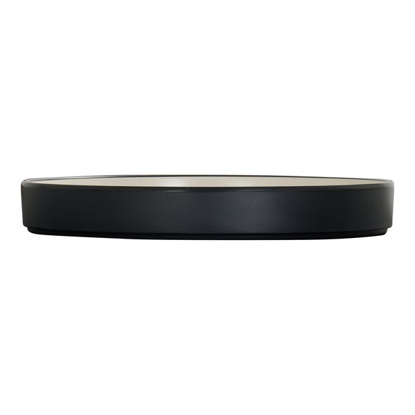 Cal-Mil Hudson 10" Round Black and Ivory Raised Rim Melamine Plate - 6/Case