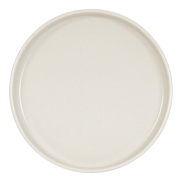 Cal-Mil Sorelle 8" Round White and Ivory Speckle Raised Rim Melamine Plate - 6/Case