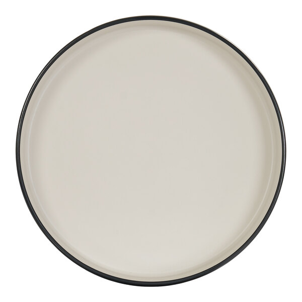 Cal-Mil Hudson 72 oz. Round Black and Ivory Raised Rim Melamine Bowl - 6/Case