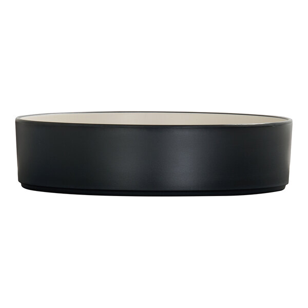 Cal-Mil Hudson 72 oz. Round Black and Ivory Raised Rim Melamine Bowl - 6/Case