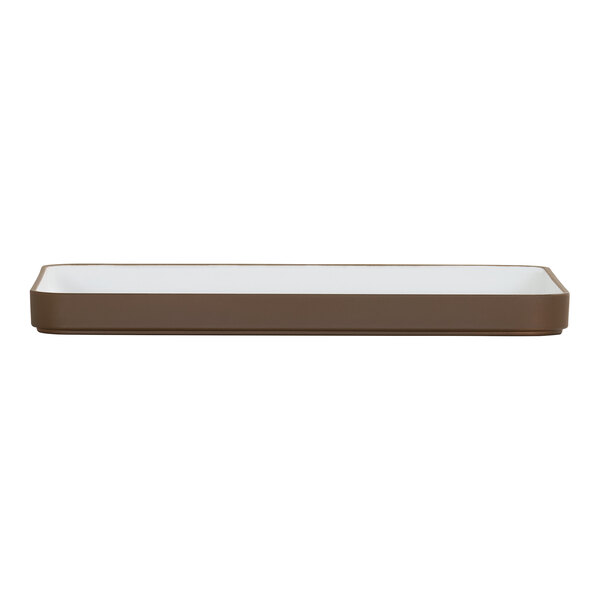 Cal-Mil Hudson 13" x 9 1/2" Rectangular Stoneware Low Rim Melamine Tray - 6/Case