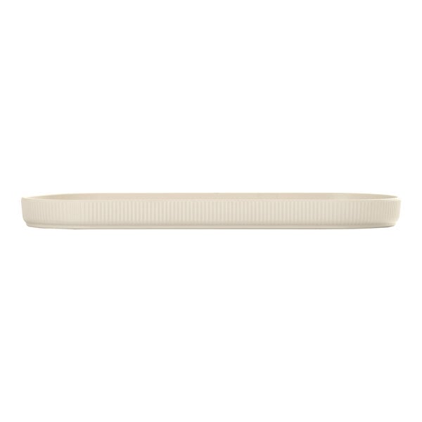Cal-Mil Arista 20" x 8" Ivory Oval Raised Rim Melamine Platter - 6/Case
